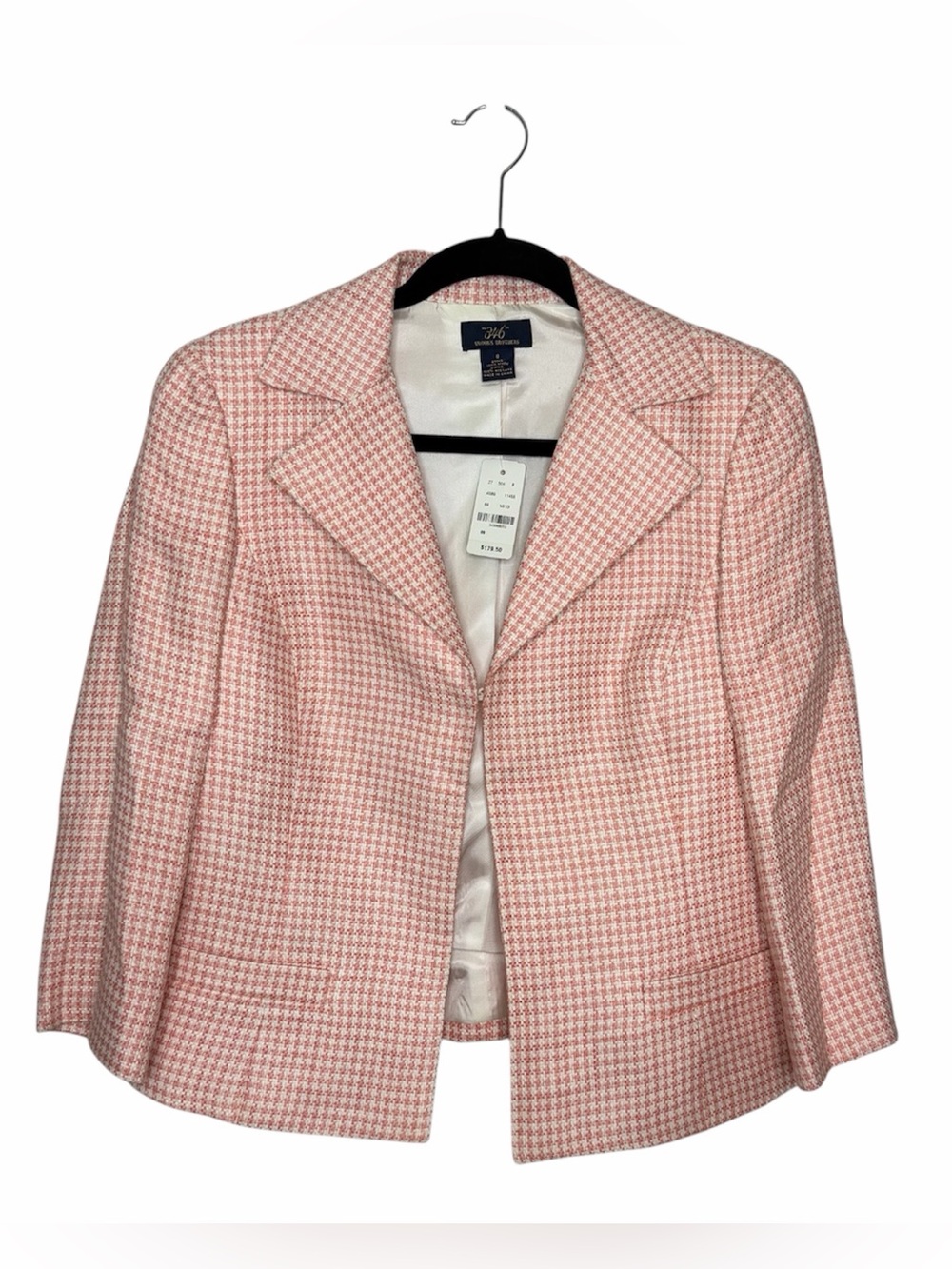 NWT Brooks Brothers Gingham 100% Linen Short Blazer Womens 8